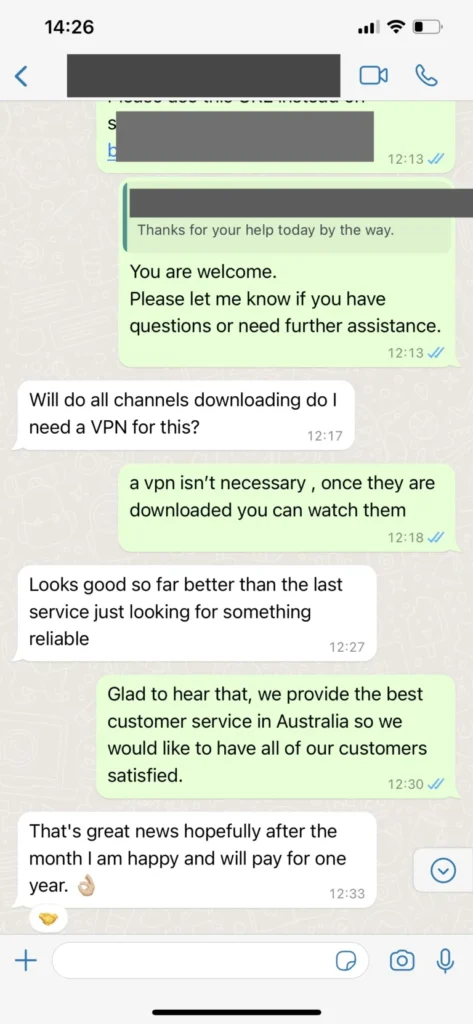 See how WhatsApp support conversations can flow visual 3 for IPTV Fiesta